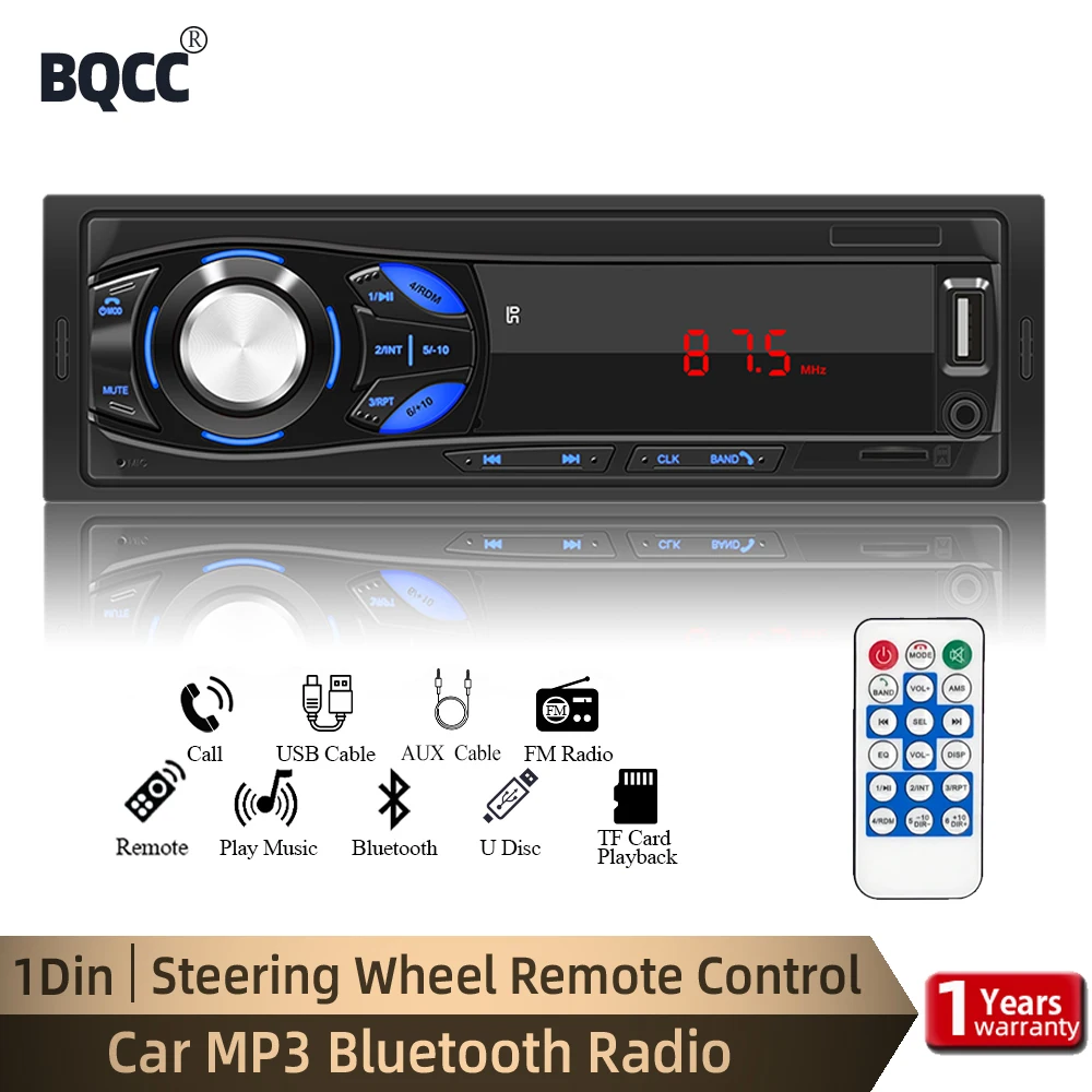 BQCC Car Stereo Player FM Radio 1 din MP3 Player Digital Bluetooth Car Radio - £10.65 GBP