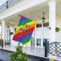 Love Always Wins Rainbow Garden Flag Outdoor Double Sided Pride Gay LGBT Banner - £14.54 GBP