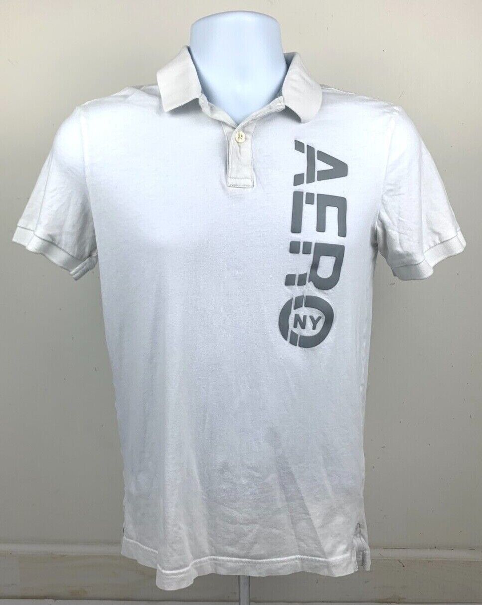 Aeropostale Mens Polo Shirt Aero NY White Short Sleeve T Shirt  Logo Tee... - $9.99