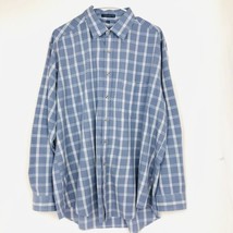 Carl Michaels Shirt Mens XL Button Up Long Sleeve Blue Plaid Polyester Blend - £9.63 GBP