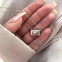 New Trendy Envelop Love Letter Silver Necklace - £15.72 GBP