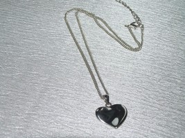 Gently Used Silvertone Chain with Slightly Wavy &amp; Curvy HEART Pendant Necklace – - £7.46 GBP