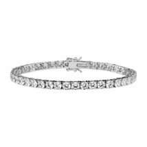 11.35CT Rond Simulé Moissanite Tennis Bracelet 7 &quot; Pouce 14k Plaqué or Blanc - £151.31 GBP