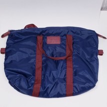 Vintage Pierre Cardin Blue/ Burgundy Nylon Carry On Weekender Tote Bag 14X15.5 - £12.34 GBP