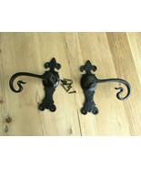 2 Matte Black Door Handles Square Plate Handle Ornate Barn Door Gate Dum... - $19.99