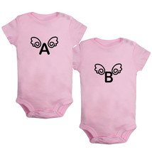 Angel A &amp; Angel B Twins Baby Romper Newborn Bodysuits Infant Jumpsuits Pack of 2 - £15.94 GBP