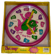 Barney Wall Clock Backyard Gang Teach Me Time With Baby Bop 10&quot; Purple V... - £44.44 GBP