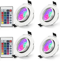 4 Pack Led Color Changing Recessed Lighting 3W Rgb Downlight Retrofit Fixture 3 - $44.98