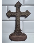 Vintage Cast Iron Cross Statue Gothic Metal Cross 6 1/2 inches Heavy - $15.88
