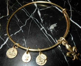 Alex And Ani Fleur De Lis Charm Copper Gold Bracelet Bangle - $15.84