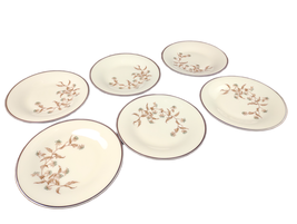 Set 6 Vtg Theodore Haviland New York COTILLION 6.75&quot; Bread Plates Brown Leaves - £21.70 GBP