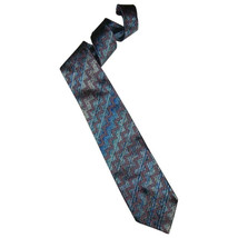 Missoni Men&#39;s Blue Gray Pink Black Chevron Woven Silk Tie Made In Italy - £11.58 GBP