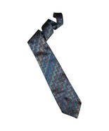 Missoni Men&#39;s Blue Gray Pink Black Chevron Woven Silk Tie Made In Italy - £11.83 GBP