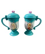 Lot of 2 Plastic Frozen Flip Top Cups Blue Anna Elsa - $15.83