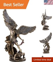Luxurious Cold-Cast Bronze St. Michael Figurine - Stunning Religious Col... - $119.99