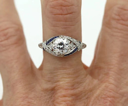 Vintage 1.00Ct Round Simulated Diamond White Gold Quality Silver Engagement Ring - £72.36 GBP