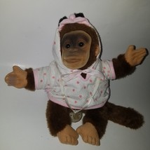VTG Hosung Monkey Chimp Plush Hand Puppet Bunny Ears Pink Shirt Binky 1994 Brown - £39.74 GBP