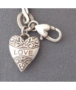 Brighton Crystal Love Double Sided Heart Charm Bracelet Textured Link 7-8&quot; - £27.60 GBP