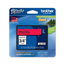 BROTHER INTL (LABELS) TZE441 TZE441 BLACK ON RED FOR TZ MODELS - $54.59