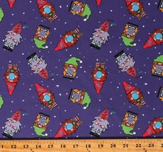 Cotton Christmas Gnomes Snowflakes Holidays Winter Fabric Print by Yard D403.29 - £9.49 GBP