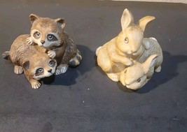 Vintage Homco Home Interior Porcelain Rabbits 1455 &amp; Racoons 1454 - $11.30