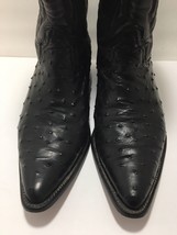 Rancho Black Leather Cowboy Western Boots 27 1/2 EE Ostrich Embroidery M... - $122.55