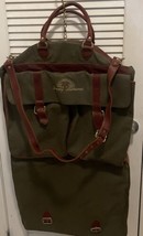 Tommy Bahama Hanging Garment Bag Luggage Green Brown Leather Palm Trees - $346.49