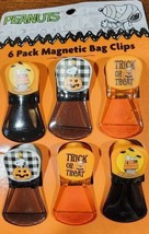 NWT Peanuts Snoopy Woodstock Halloween Pumpkin Bat 6-Piece Magnetic Bag Clip Set - £12.78 GBP