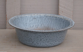 Old Vintage Graniteware Enamelware Pan Bowl Basin Primitive Kitchen Tool Gray b - £21.42 GBP