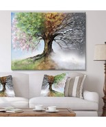 40 x 30 White Green Tree with Four Seasons Canvas Wall Art Floral Tree - £89.99 GBP