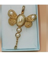 Goldtone Dragonfly Brooch/Pendant Faux Pearl - €17,18 EUR