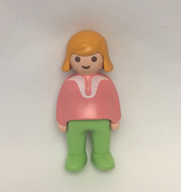 Vintage 1990 Playmobil Geobra chunky klicky woman blonde hair pink green... - £2.37 GBP