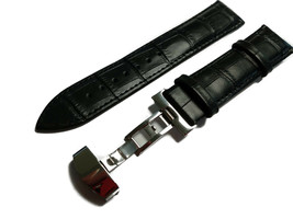 24mm Genuine Leather Watch Band Strap Fits Black Deployment Clasp-Q129 - $18.00