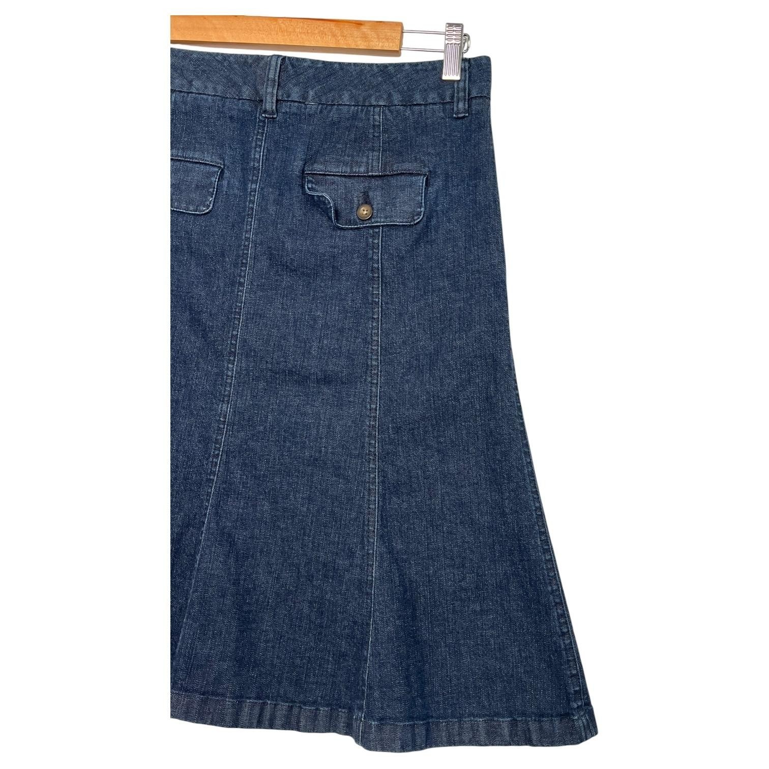Vintage LLBean Denim Skirt Womens 10 Regular Blue A Line Stretch 90s Y2K Retro Item image 8