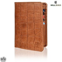 &quot;HILL BIRD&quot; RFID Theft Protected Genuine Leather Mens Wallet Purses- TAN Color - £17.03 GBP