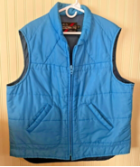 Vintage Sears The Men&#39;s Store Puffer Vest Blue XXL X-Tall Zipper Pockets - $39.67 CAD