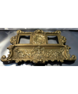 Antique Ornate Brass Inkwell Stand / Holder - $70.86