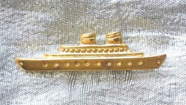 Vintage Gold-tone Ship Pin 1 3/8&quot; - £9.83 GBP