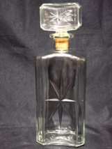 Vintage Unknown Maker Star Pattern Cut Glass Liquor Decanter Bottle With... - $16.98