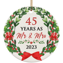 45th Wedding Anniversary Ornament 45 Years As Mr &amp; Mrs Wreath Christmas Gifts - £11.83 GBP