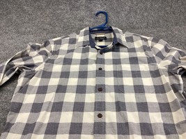 Wallen &amp; Bros Dress Shirt Mens Large Button Up Blue Buffalo Plaid long s... - $11.87