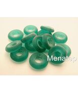 50 8 x 2.5 mm Czech Glass Donut Beads: Matte - Emerald - $48.40 MXN