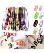 Nail Striping 10 Colors Tape Line Set Nail Art Decoration Stickers, Mult... - $14.07 CAD