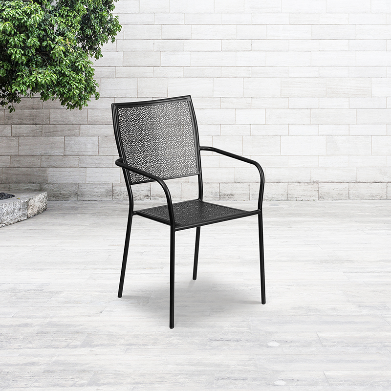 Black Square Back Patio Chair CO-2-BK-GG