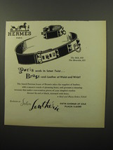 1950 Salon Lentheric Hermes Belt and Bracelet Ad - Paris sends its latest  - £14.50 GBP