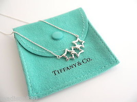 Tiffany &amp; Co Silver Triple Stars Necklace Pendant 17.6 inch Chain Gift Pouch - £319.68 GBP