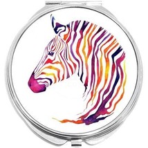 Colorful Zebra Watercolor Compact with Mirrors - for Pocket or Purse - $11.76