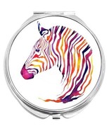 Colorful Zebra Watercolor Compact with Mirrors - for Pocket or Purse - £9.37 GBP