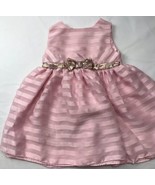 Penelope Mack Baby Dress Sz 6-9 M Pink Gold Bow Ruffles Full Fancy Formal - $27.00