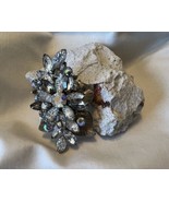 Vintage Judy Lee Large Brooch Pin AB Molded Glass Rhinestones Tiered Sig... - $44.55